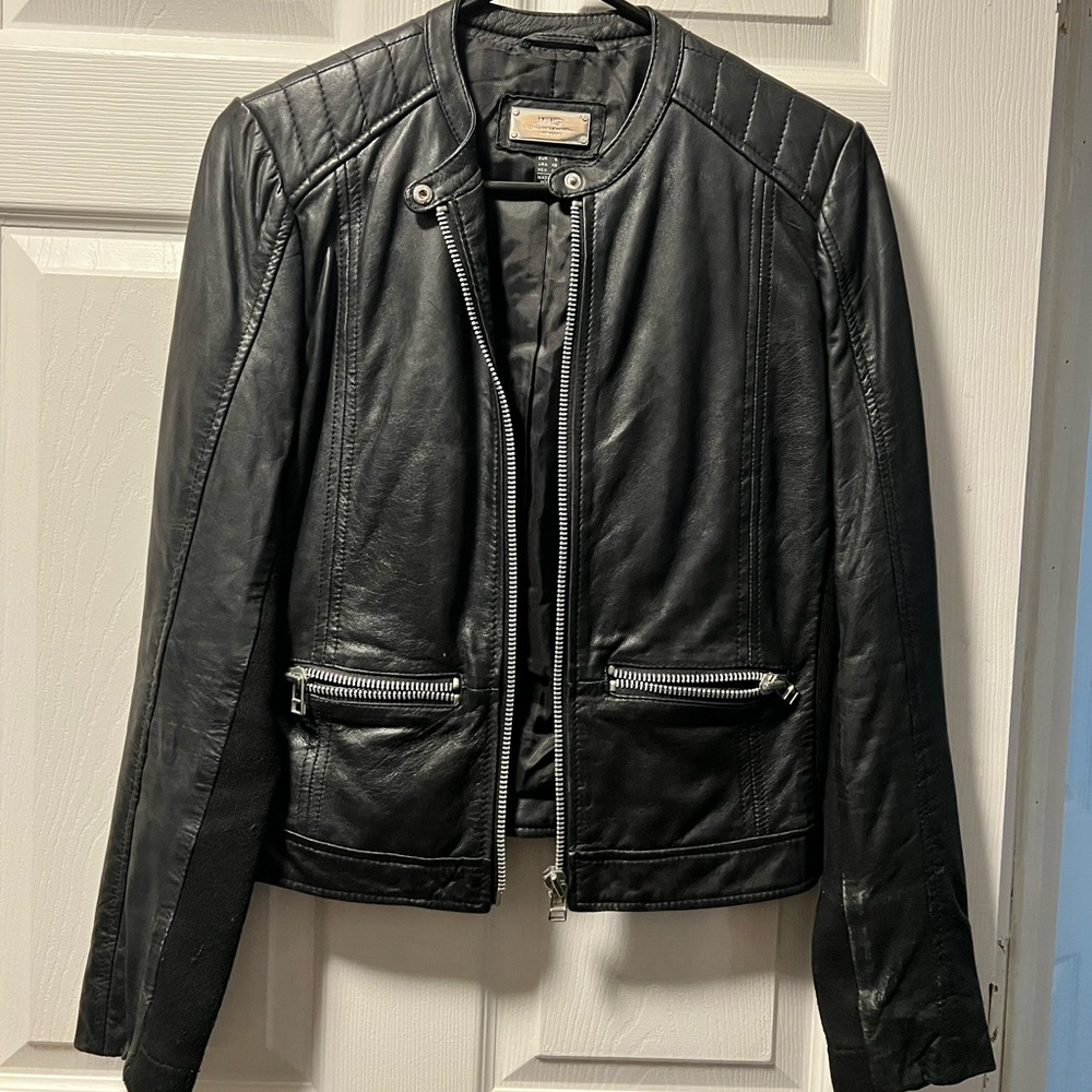 Mango leather moto jacket